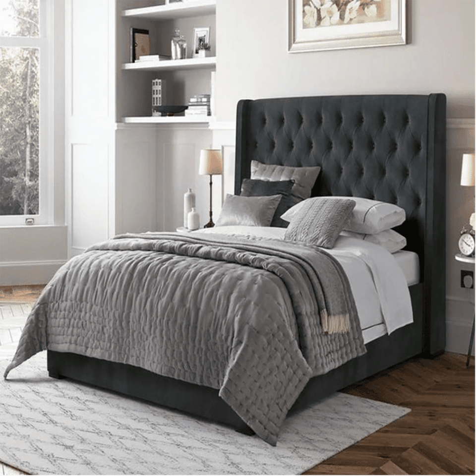 Sprucely Upholstered Bed With Box Storage