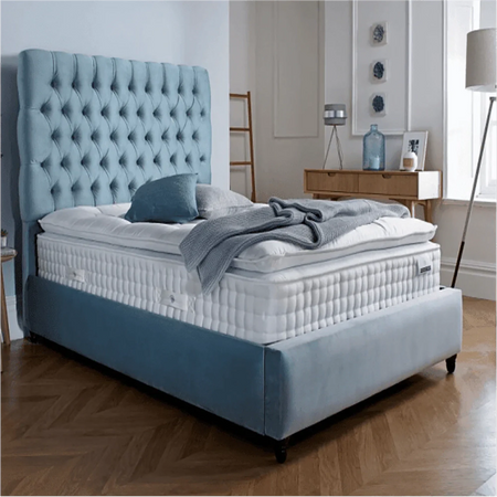 Cedarwood Upholstered Bed in aqua Colour With Box Storage