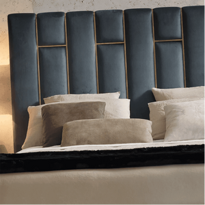 Elitaria Upholstered Bed in Greyish Blue Colour With Drawer Storage