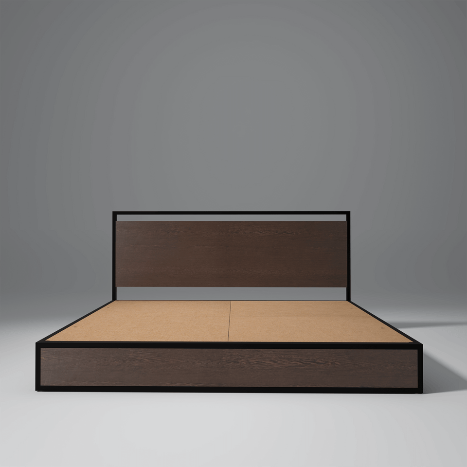 Indo Powder Coated Metal Bed With MDF Wood In Wenge Brew