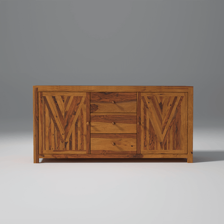 Alpha Sheesham Wood Sideboard In Light Honey