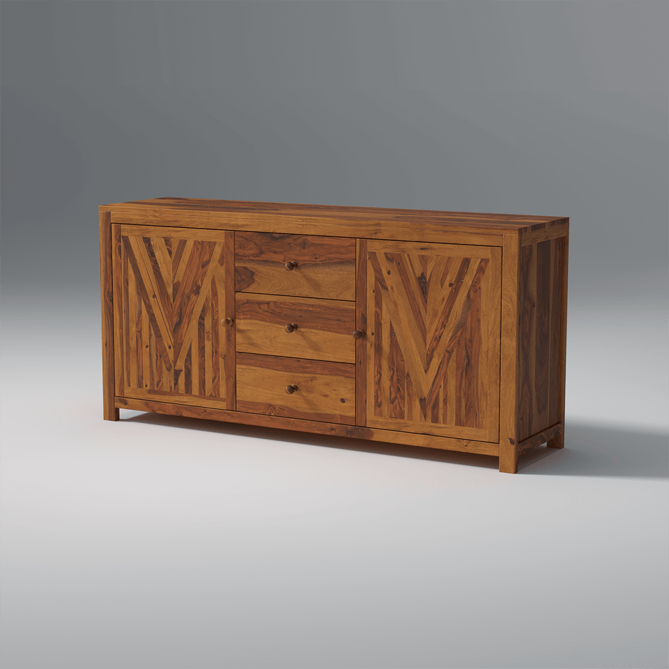 Alpha Sheesham Wood Sideboard In Light Honey