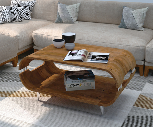 Delphine Coffee Table With Metal Legs