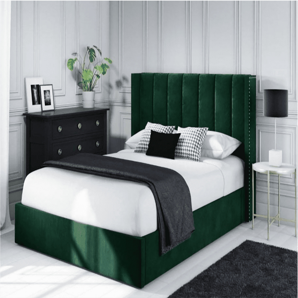 Contemporary Upholstered Bed With Box Storage