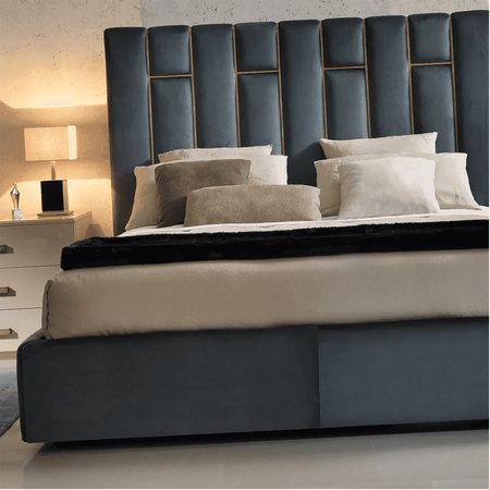 Elitaria Upholstered Bed in Greyish Blue Colour With Drawer Storage