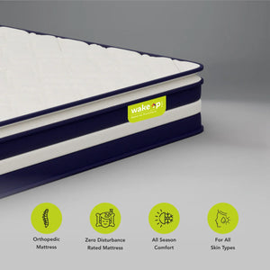 Wakeup India | Smart Tech Pillow Top Mattress | Pocket Spring with Softy Foam | 15 Years Warranty | Medium Firm