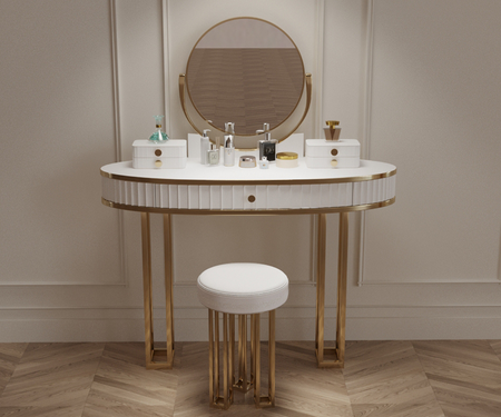 Royal Reflections Solid Wood White Dressing Table