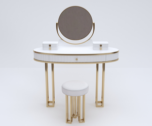 Royal Reflections Solid Wood White Dressing Table