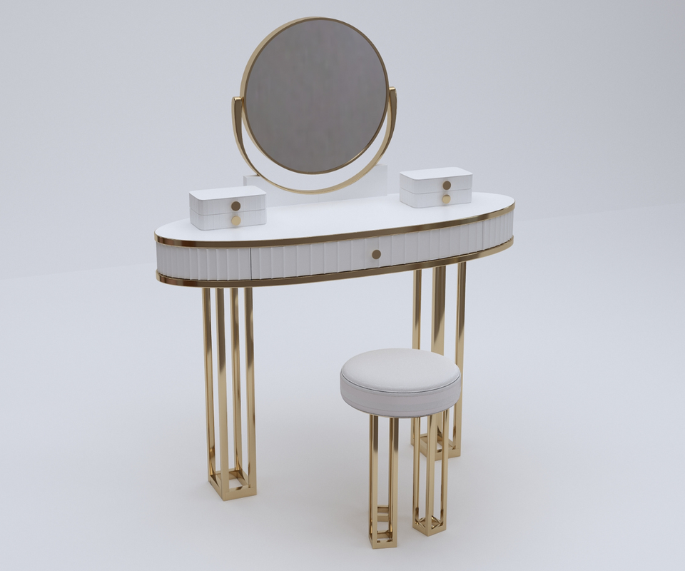 Royal Reflections Solid Wood White Dressing Table