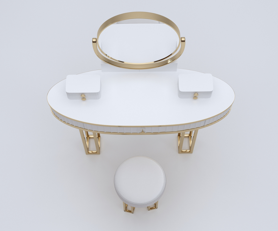 Royal Reflections Solid Wood White Dressing Table