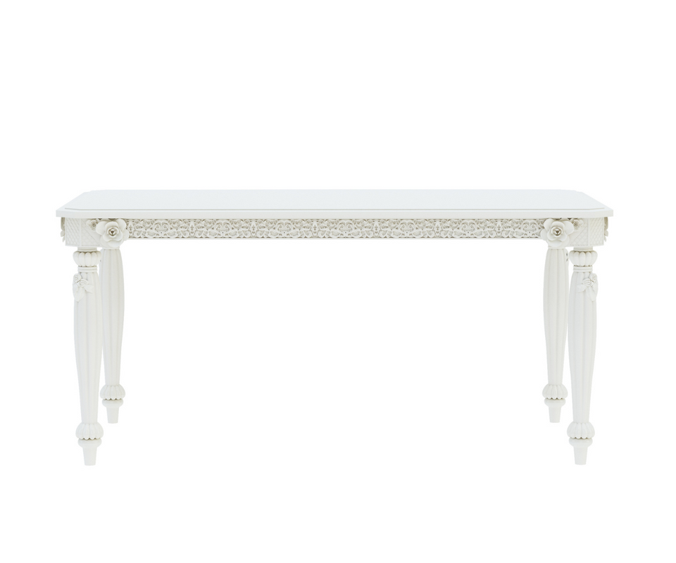 Sumptuous Solid Wood White Dining Table