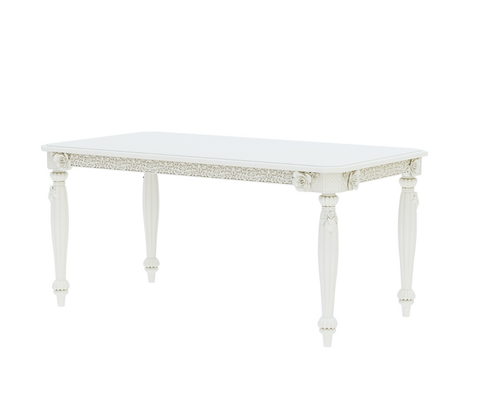 Sumptuous Solid Wood White Dining Table