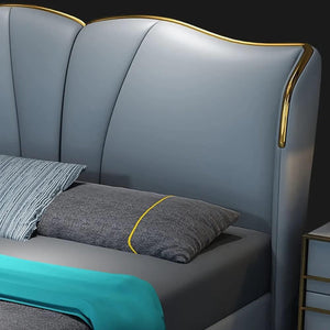 Equinox Upholstered Bed in Aqua Colour With Box Storage