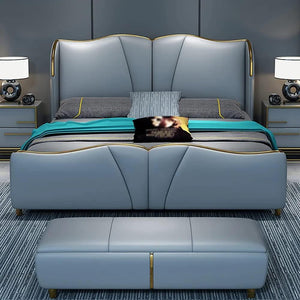 Equinox Upholstered Bed in Aqua Colour With Box Storage