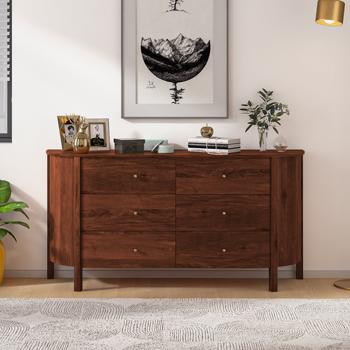 Allure Mango wood 6 Drawer Dresser In Light Walnut Color