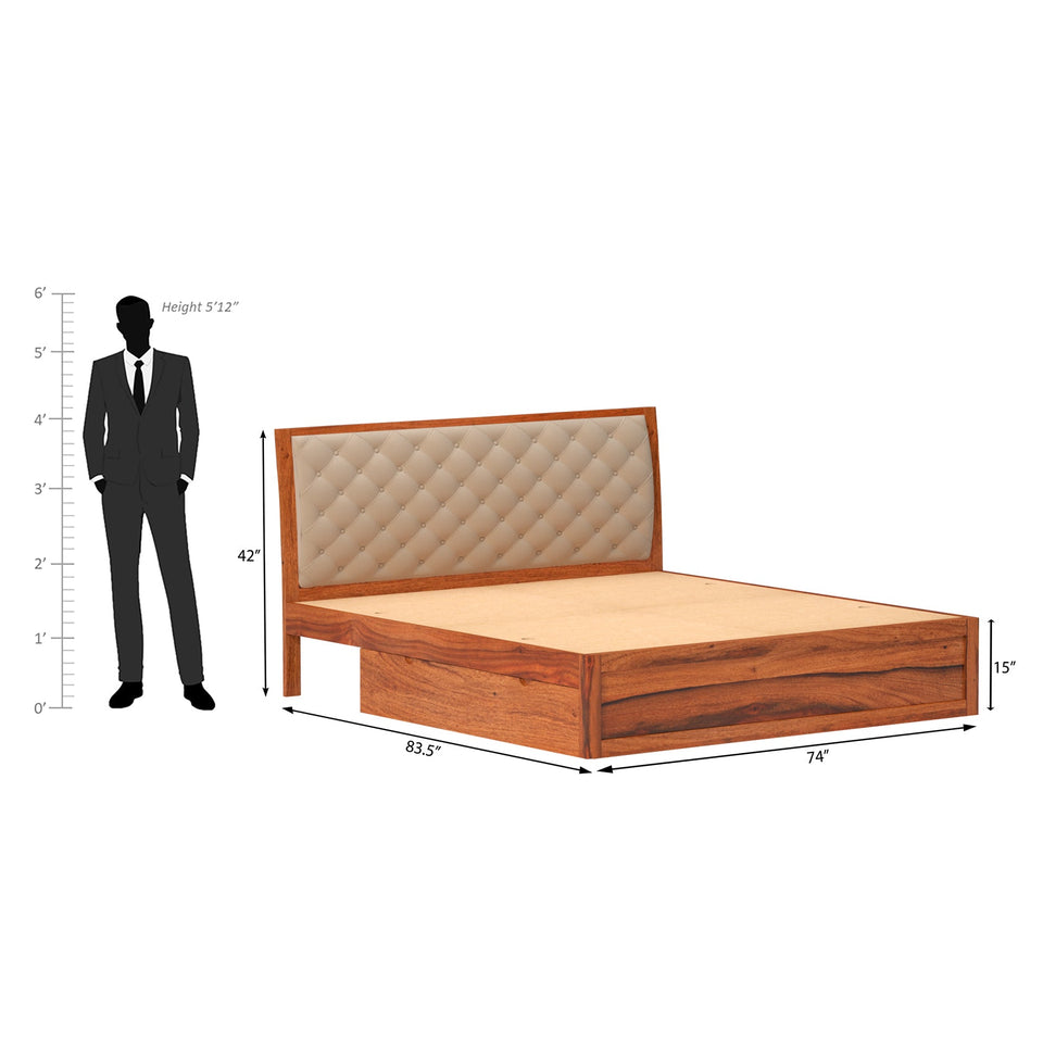 Eleganz Sheesham Wood Bed with Drawer Storage in Maharani Colour