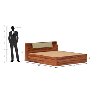 Serene Sheesham Wood bed with Drawer Storage in Maharani Colour