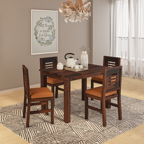 Gagnaire Brown Dining Table Set 4 Seater In Brown Color