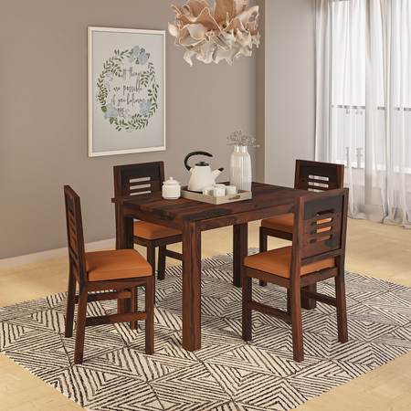 Gagnaire Brown Dining Table Set 4 Seater In Brown Color