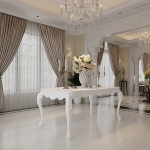 Countryside Solid Wood Luxury White Dining Table
