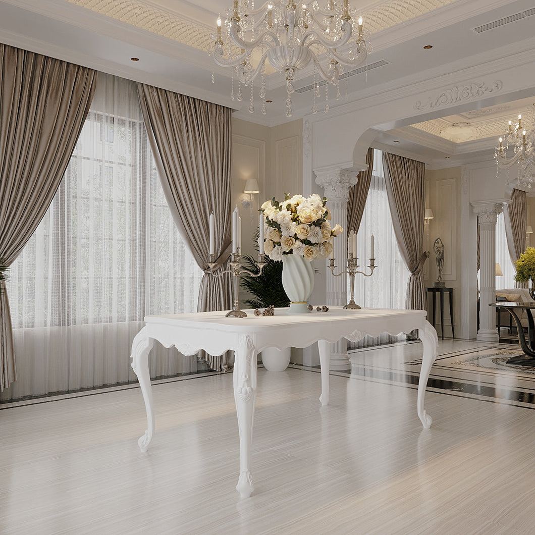 Countryside Solid Wood Luxury White Dining Table