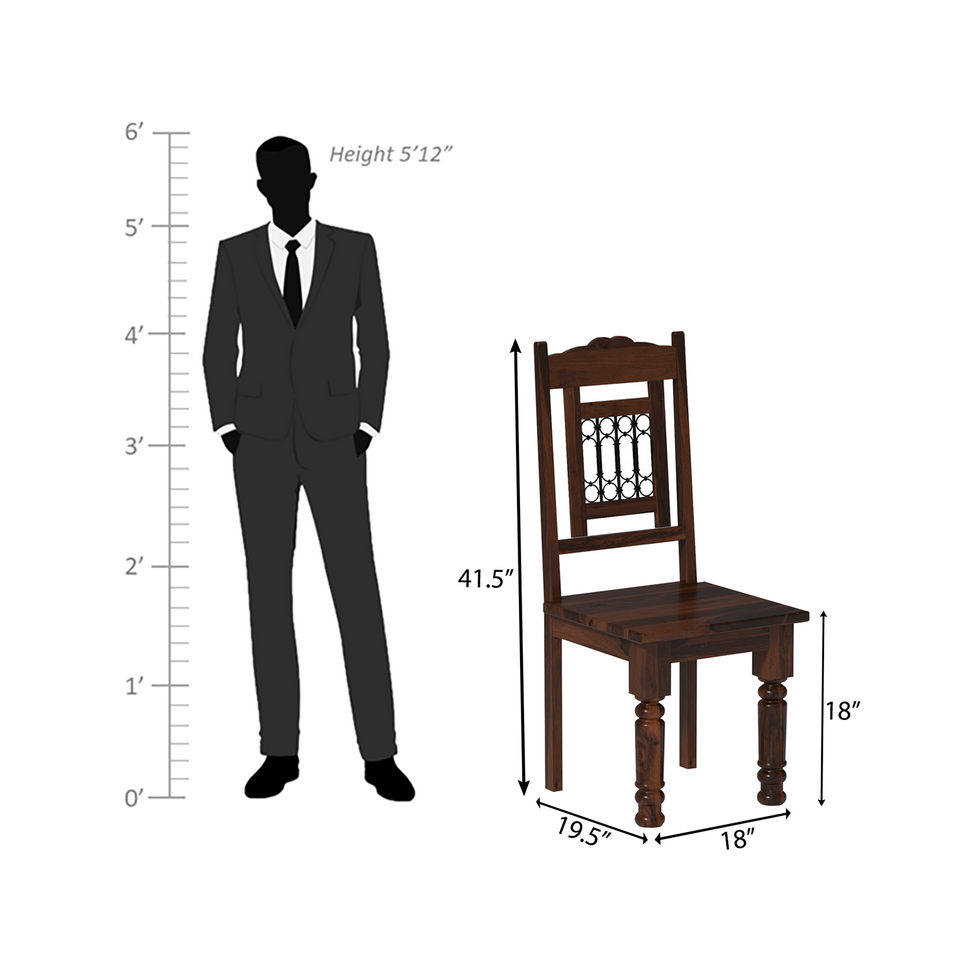 Jali Mango And Acacia Wood Chair Set of Two In Light Honey Finish