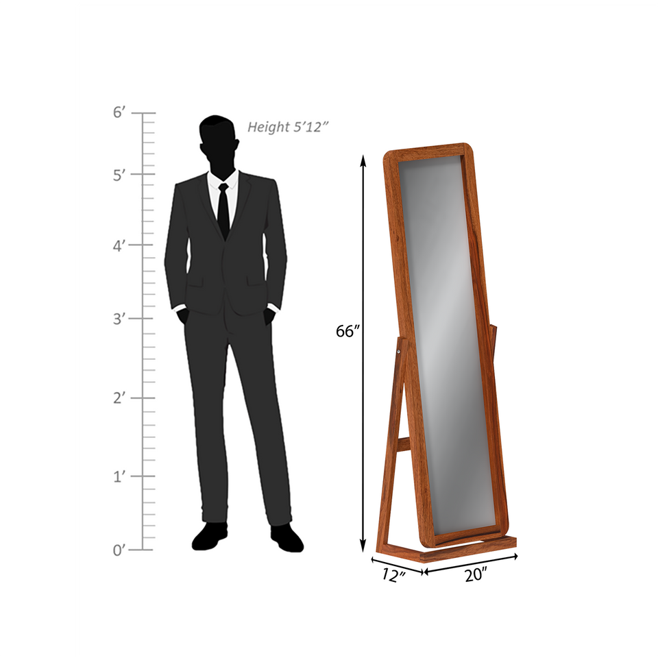 Dusk Sheesham Wood Mirror Frame in Honey Brown Color