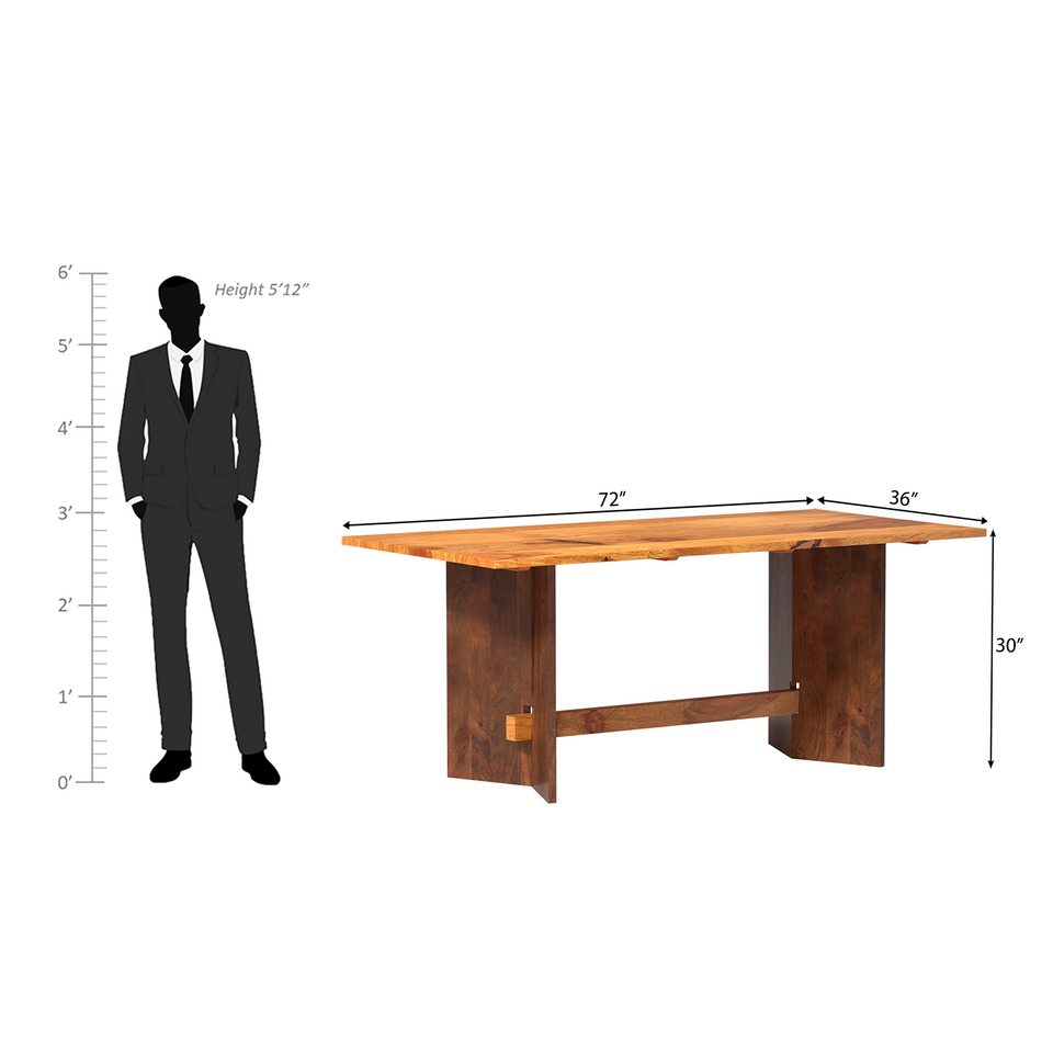 Pepin Mango Wood Dining Table In Walnut Color with 6 Seating