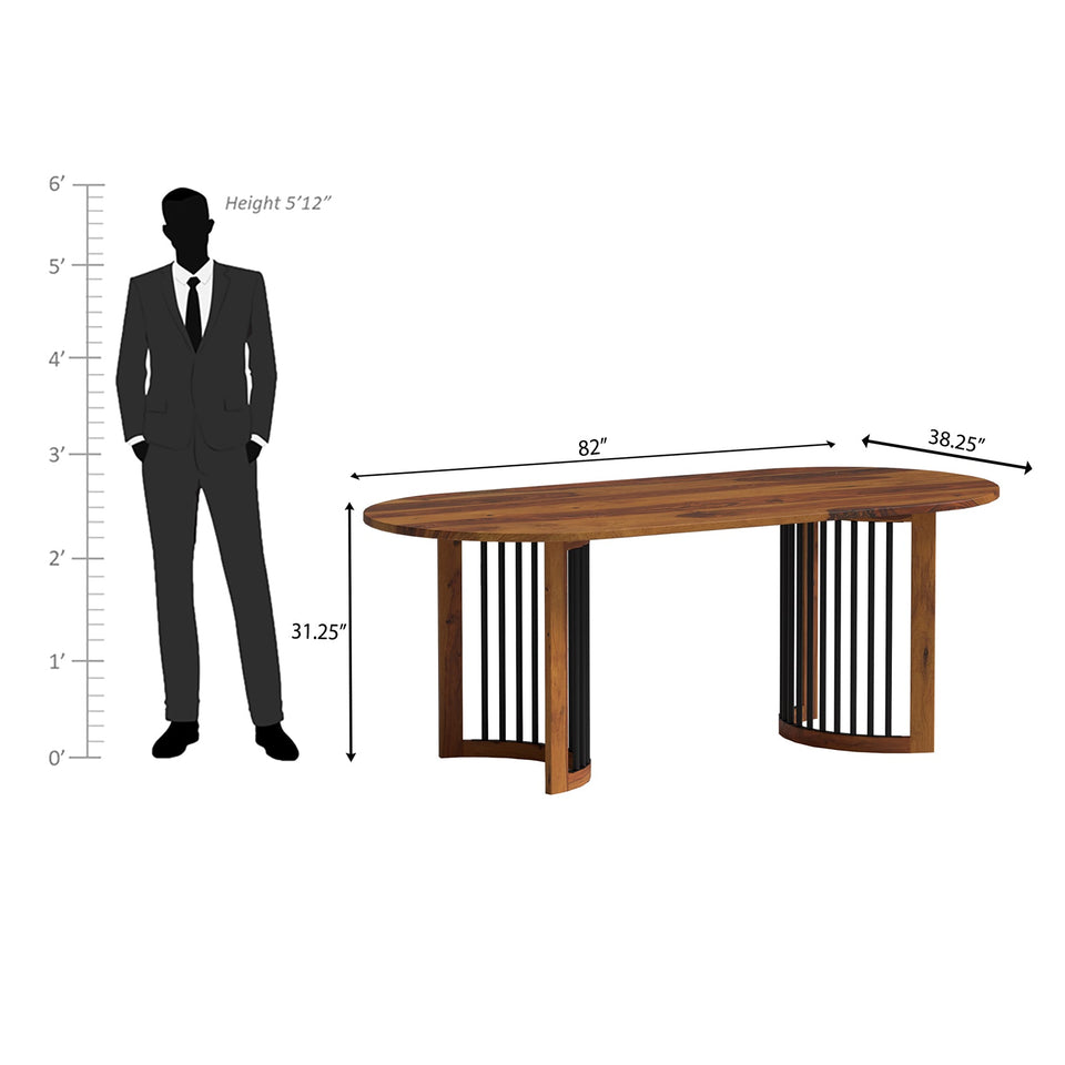 Andress Sheesham Wood C & Iron Leg Dining Table in Light Honey Finish (4 Seater)