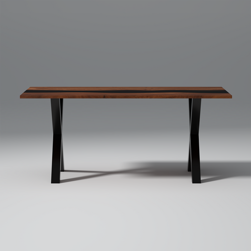 Dineo Acacia Wood and Epoxy 6 Seating Dining Table In Brown Colour
