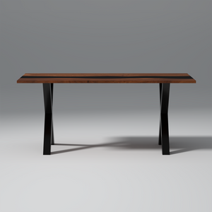 Dineo Acacia Wood and Epoxy 6 Seating Dining Table In Brown Colour
