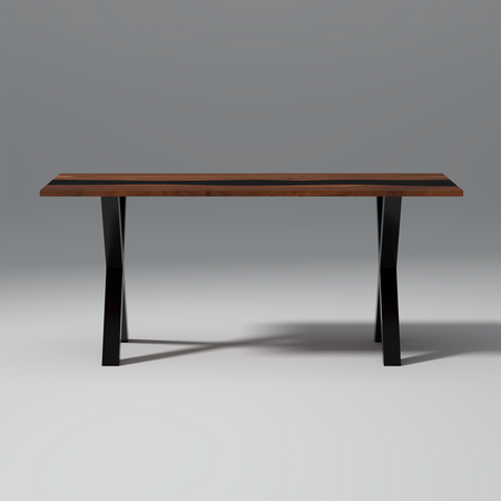 Dineo Acacia Wood and Epoxy 6 Seating Dining Table In Brown Colour