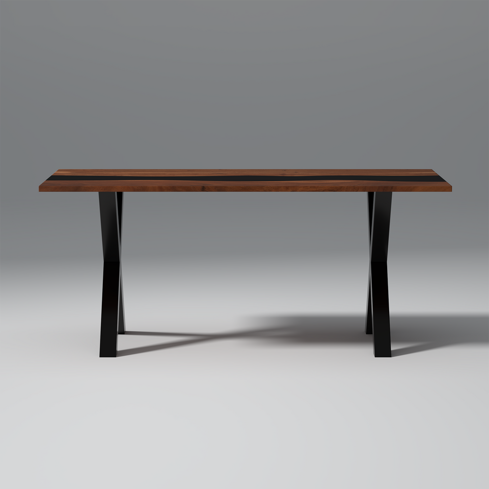 Dineo Acacia Wood and Epoxy 6 Seating Dining Table In Brown Colour