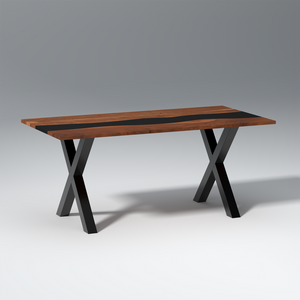 Dineo Acacia Wood and Epoxy 6 Seating Dining Table In Brown Colour