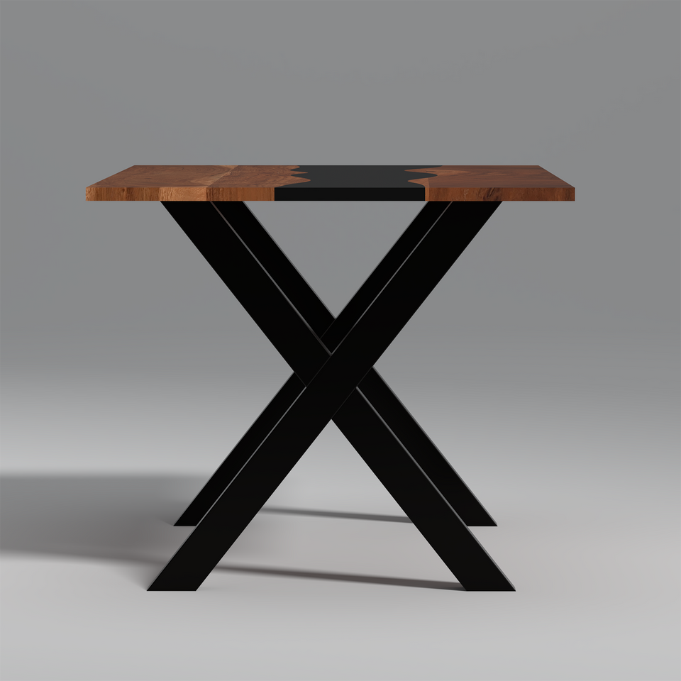 Dineo Acacia Wood and Epoxy 6 Seating Dining Table In Brown Colour