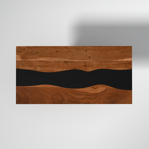 Dineo Acacia Wood and Epoxy 6 Seating Dining Table In Brown Colour