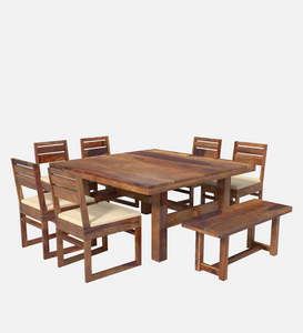 Crenn Sheesham Wood 8 Seater Dining Table Set In Reddish Walnut Color