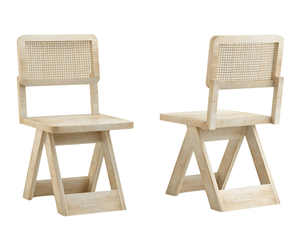 Felvian Solid Wood Cane Chair Set of 2