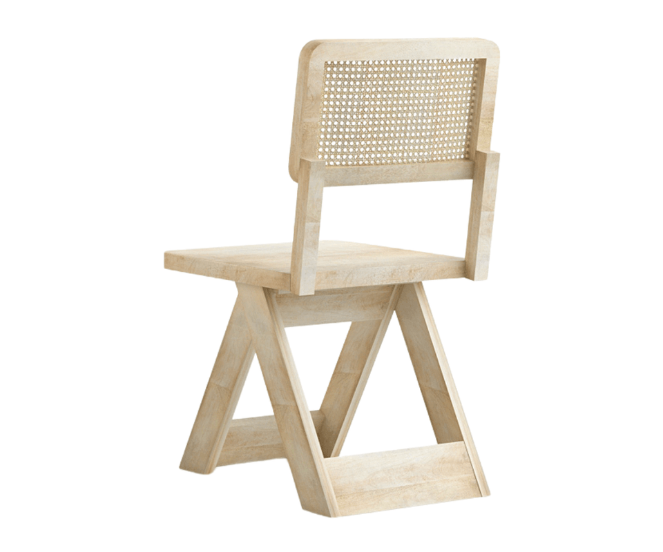 Felvian Solid Wood Cane Chair Set of 2