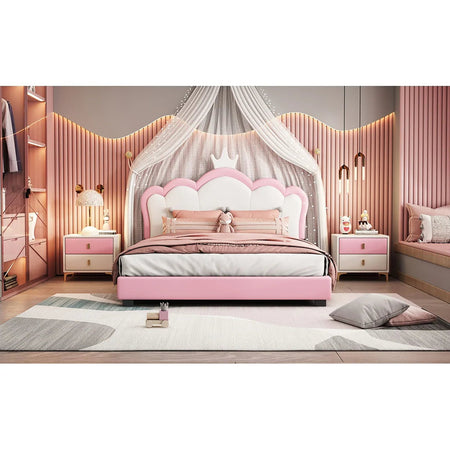 Savvy Upholstered Bed in light pink Colour Without Box Storage