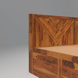 Gamma Sheesham Wood Bed With Box Storage in Light Honey colour