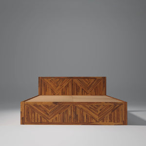 Gamma Sheesham Wood Bed With Box Storage in Light Honey colour