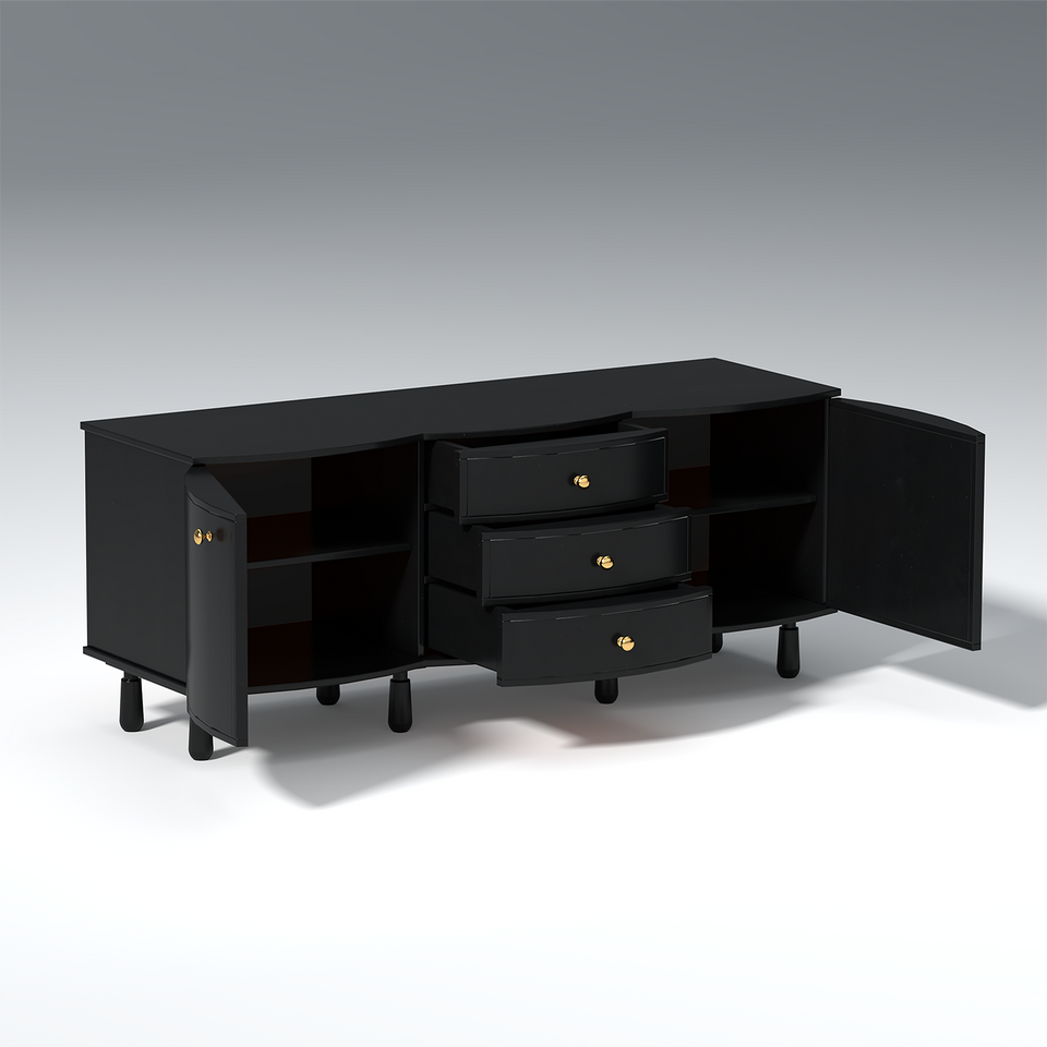 Reba Mango Wood Sideboard In Black Color with 3 Drawer
