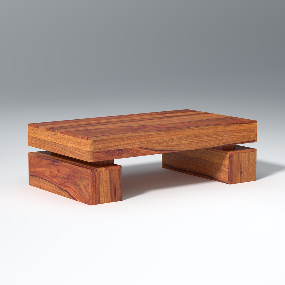 Kaffee Sheesham Wood Coffee Table In Light Reddish Honey Color