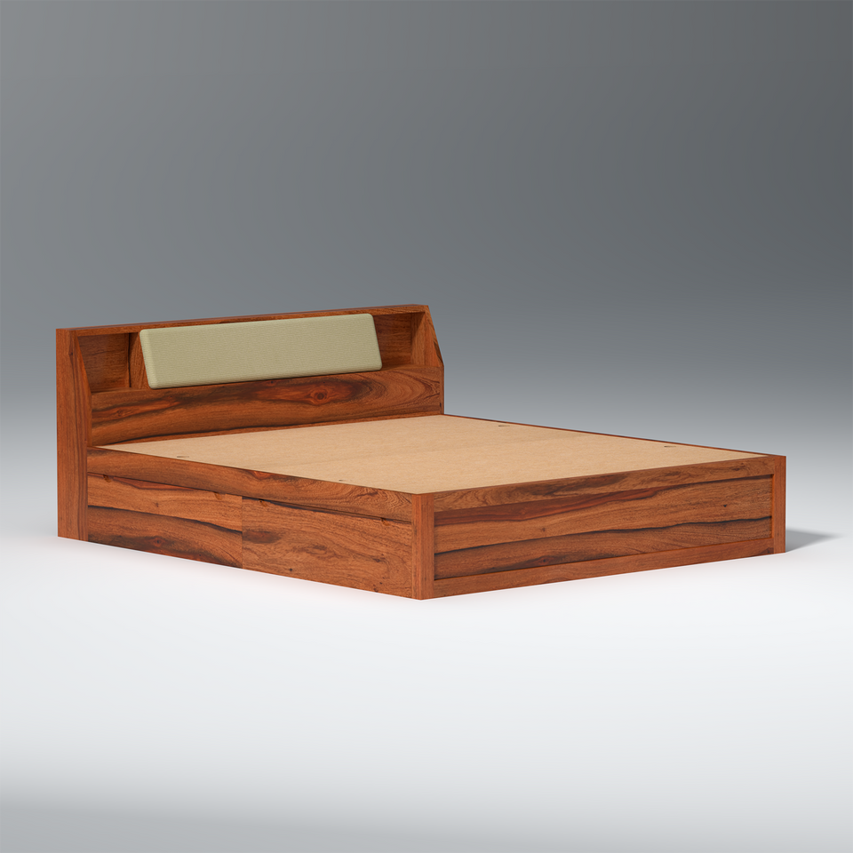 Serene Sheesham Wood bed with Drawer Storage in Maharani Colour