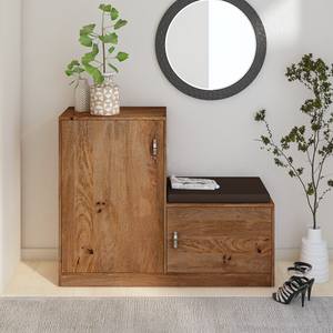 Jeter Mango Wood Shoe Rack in Natural Finish