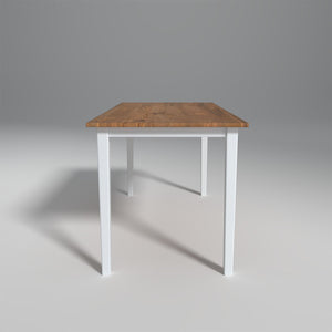 Flay Mango Wood Dining Table Set(6 Seater) In Natural White