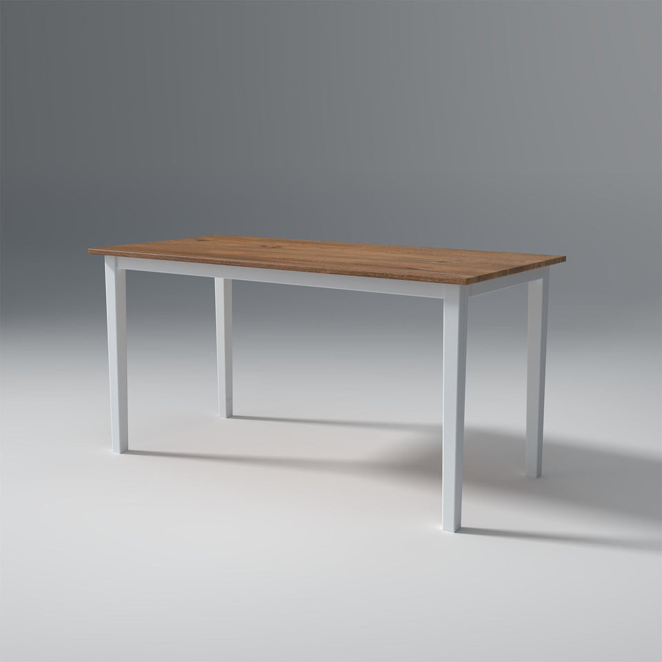 Flay Mango Wood Dining Table Set(6 Seater) In Natural White