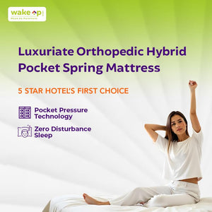 Wakeup India | Luxuriate Hybrid Mattress | Memory foam with Pocket Spring | 15 Years Warranty | Medium Firm