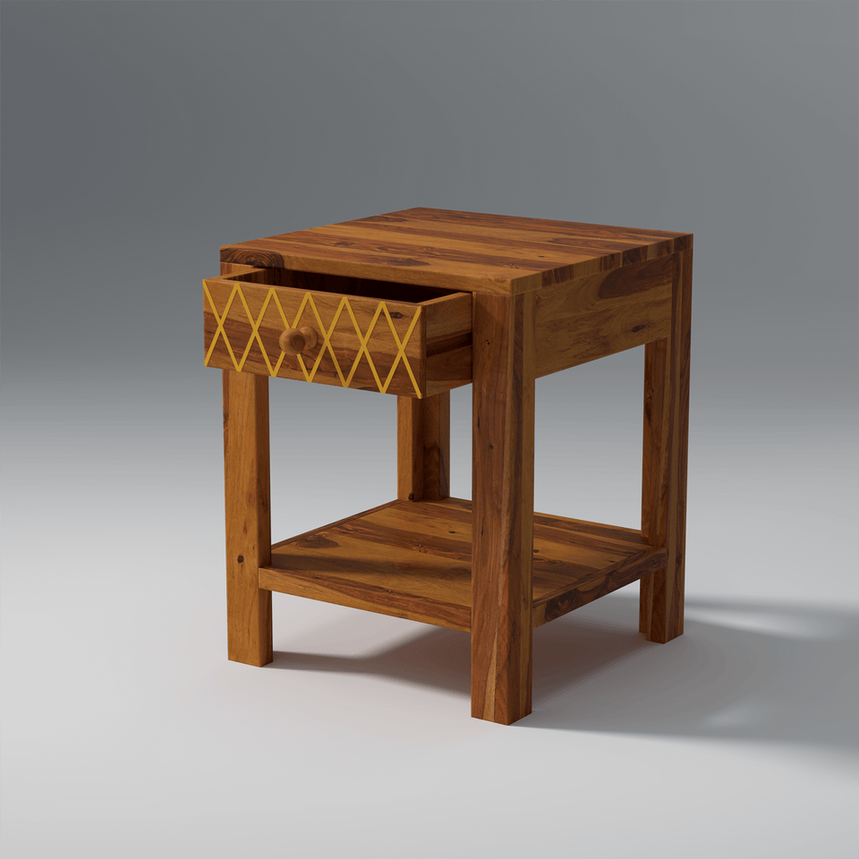 Acota Sheesham Wood Bedside Table In Light Honey